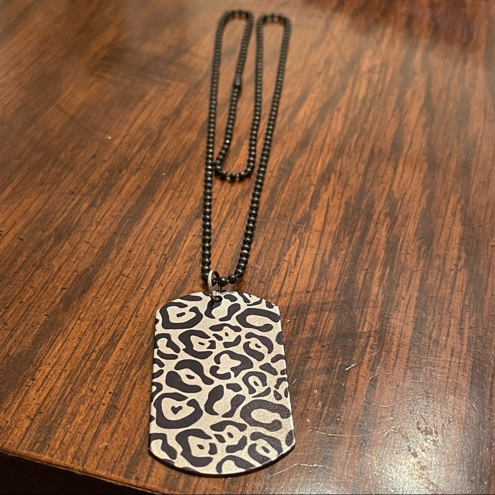 ‼️SOLD‼️Leopard Print Dog Tag Necklace